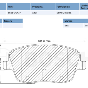 Balata delantera Bosch p/ Seat, VW (8555-D1437)