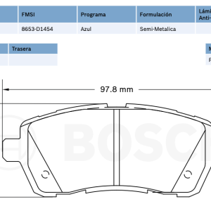 Balata delantera Bosch para Ford FIESTA 2011-2019 (8653-D1454)