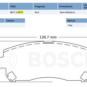 Balata delantera p/ Toyota Avanza 07-21- BOSCH (8671-D1471)