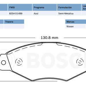 Balata delantera p/ Renault Kangoo 03-11, Peugeot 206 98-07 - BOSCH (8254-D1499)