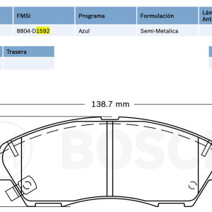 Balata delantera Bosch p/ Nissan (8804-D1592)