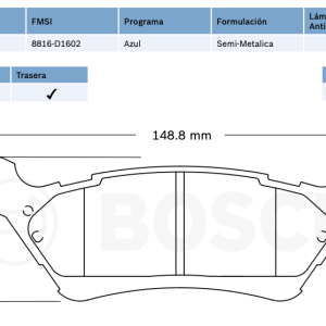 Balata trasera Bosch para Ford F150 1997 -2018 (8816-D1602)
