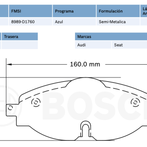 Balata delantera Bosch p/ Audi, Seat, VW (8989-D1760)