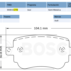 Balata trasera Bosch p/ Audi, VW (9008-D1779)