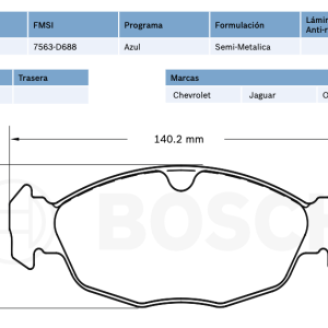 Balata delantera Bosch para Chevrolet CHEVY 1994-2011 (7563-D688)