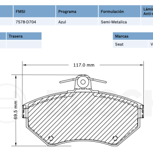 Balata delatantera p/ VW Bosch (7578-D704)