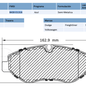 Balata delantera p/ VW AMAROK 10-11 - BOSCH (8430-D1316)