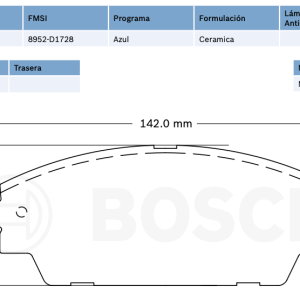 Balata delantera Bosch para Mazda 3 2014-2018 (8952-D1728)