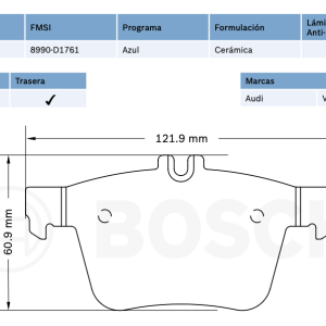 Balata trasera Bosch p/ Audi, VW (8990-D1761)