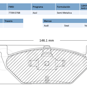 Balata delantera p/ Audi, Seat, VW - BOSCH (7709-D768)