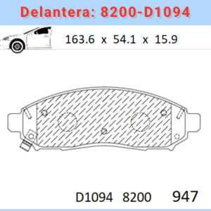 Balata Delantera Canabrake p/Chevrolet, Nissan (8200-D1094)