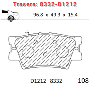 Balata trasera Canabrake p/ Toyota (8332-D1212)