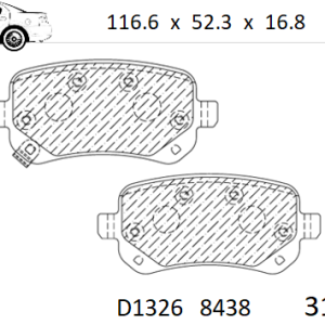 Balata trasera Canabrake p/Dodge, Jeep, RAM, VW (8438-D1326)