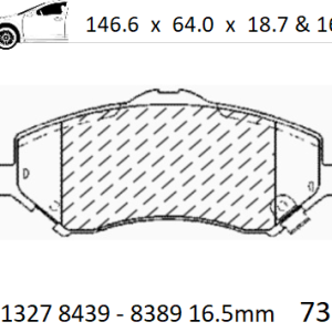 Balata delantera Canabrake p/Jeep, Dodge, RAM, VW (8439-D1327)
