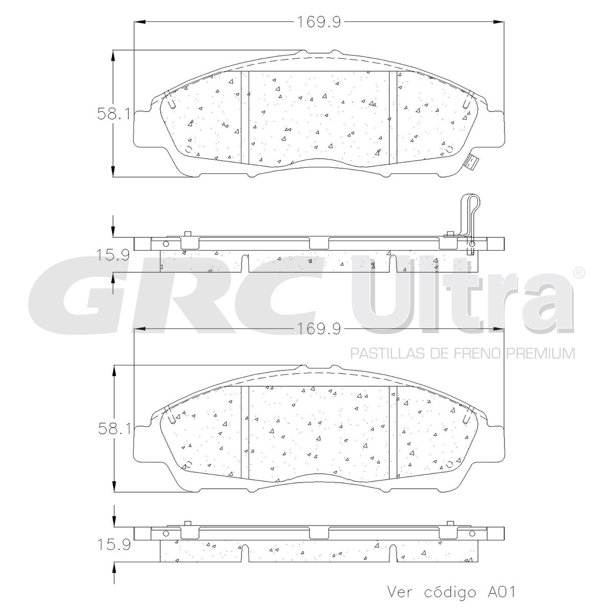 Balata delantera GRC Ultra p/Chevrolet, Cadillac (9124-D1896) - Image 2